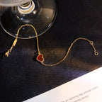 Loco HEART-SHAPED  CARNELIAN SINGLE FLOWER BRACELET