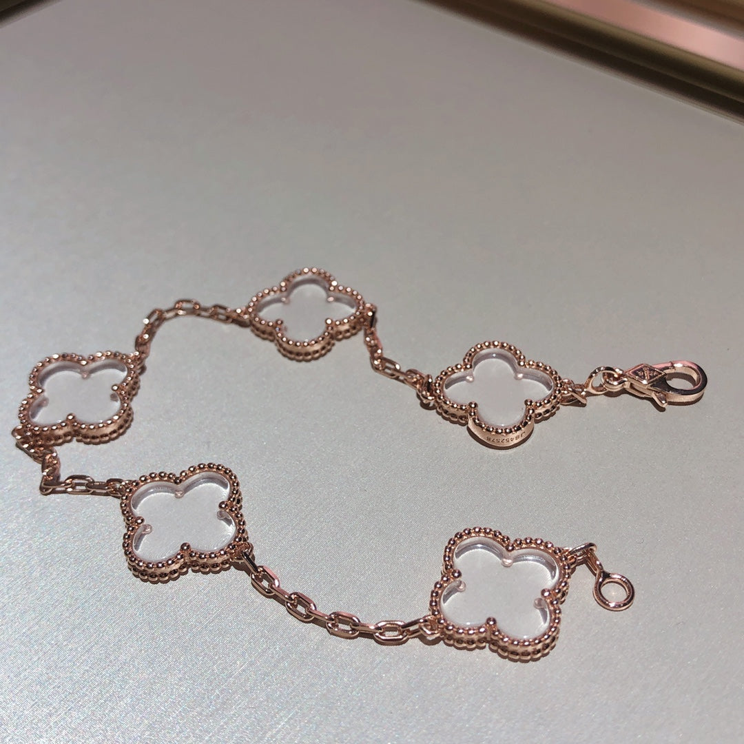 [Loco]New CLOVER 5 MOTIF ROCK CRYSTAL BRACELET