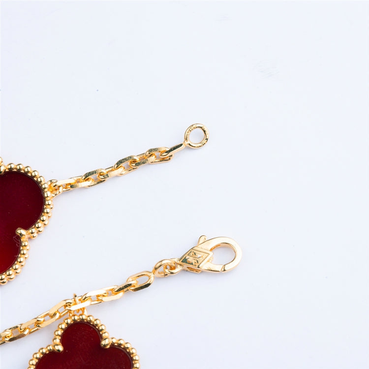 ¡®Loco¡¯CLOVER BRACELET 5 MOTIFS CARNELIAN TIGER EYE