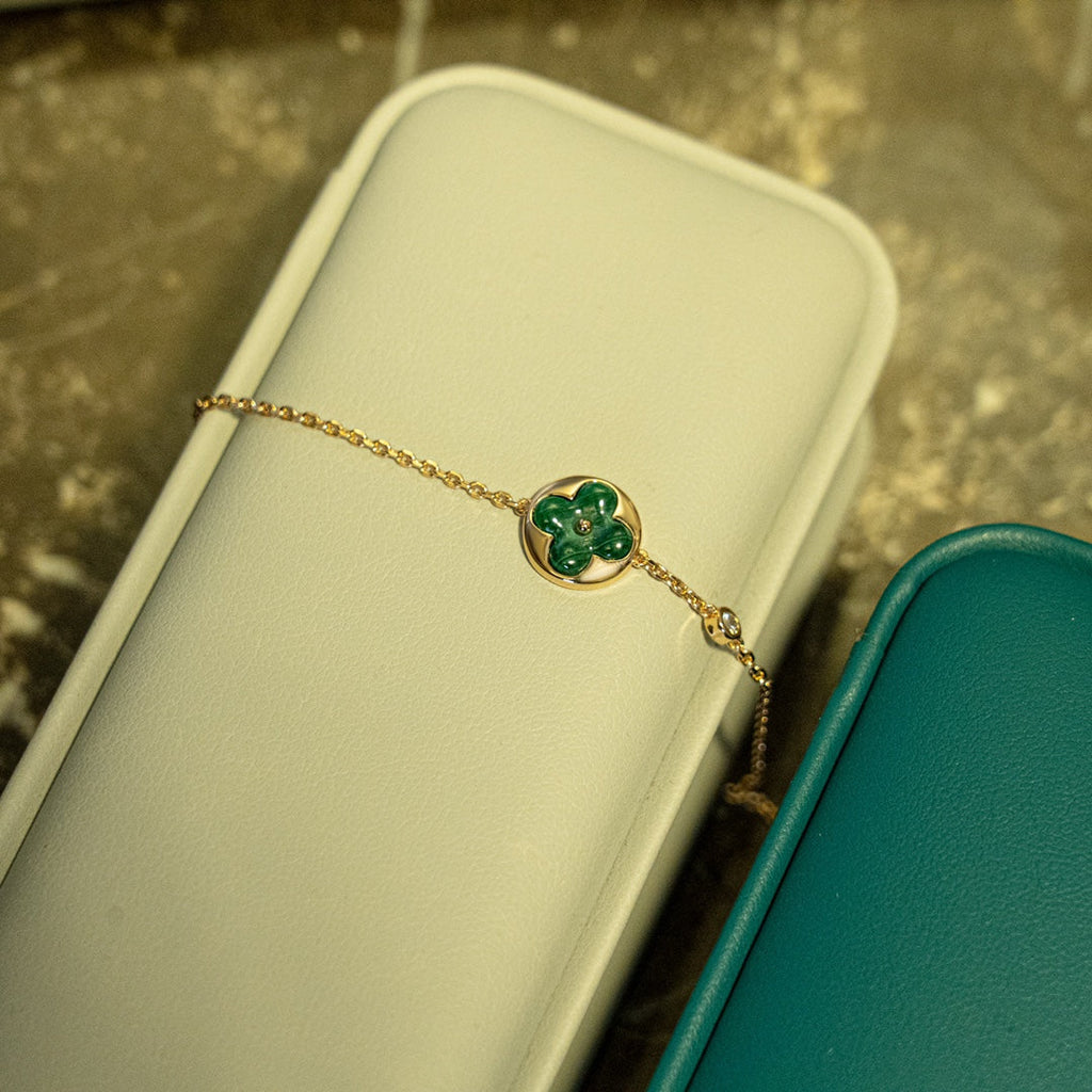 ¡®Loco¡¯SUN MALACHITE 1 DIAMOND PINK GOLD BRACELET