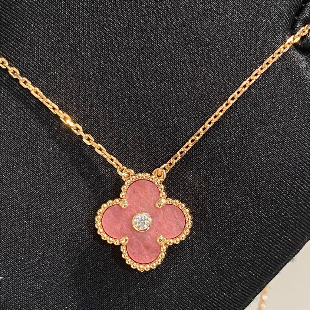 ¡®Loco¡¯CLOVER 15MM DIAMOND RHODONITE NECKLACE