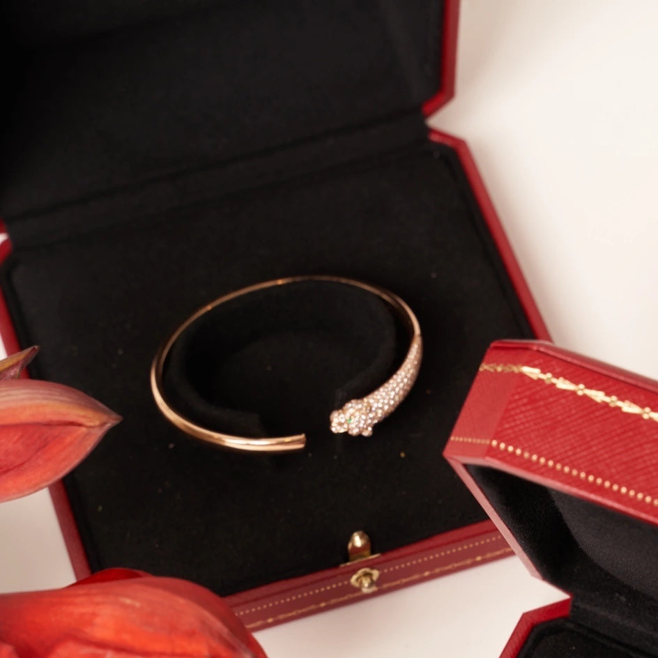 ¡®Loco¡¯PANTHERE ROSE GOLD DIAMOND OPEN BRACELET