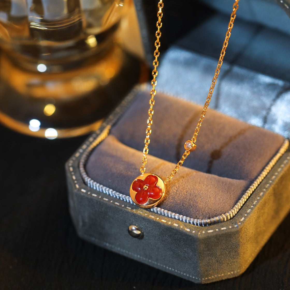 ¡®Loco¡¯SUN PEDANT PINK GOLD 1 DIAMOND NECKLACE