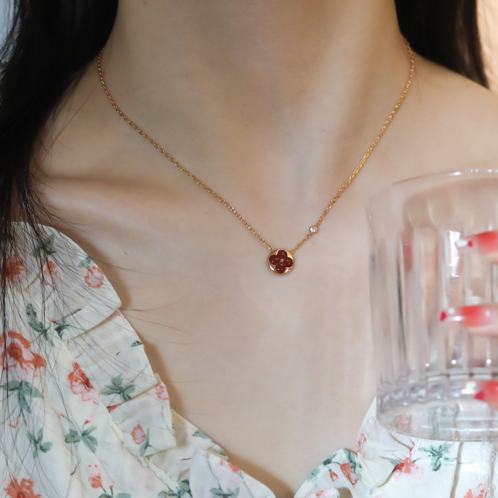 ¡®Loco¡¯SUN PEDANT PINK GOLD 1 DIAMOND NECKLACE
