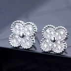 ¡®Loco¡¯CLOVER 1 MOTIFS DIAMOND STUD EARRINGS SILVER