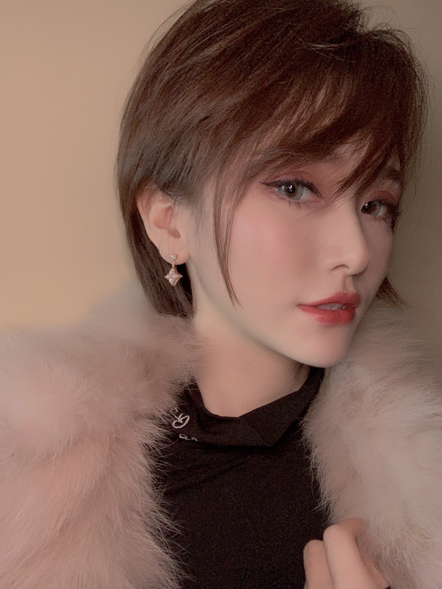 ¡®Loco¡¯DOUBLE STAR PINK GOLD MOP DROP EARRINGS
