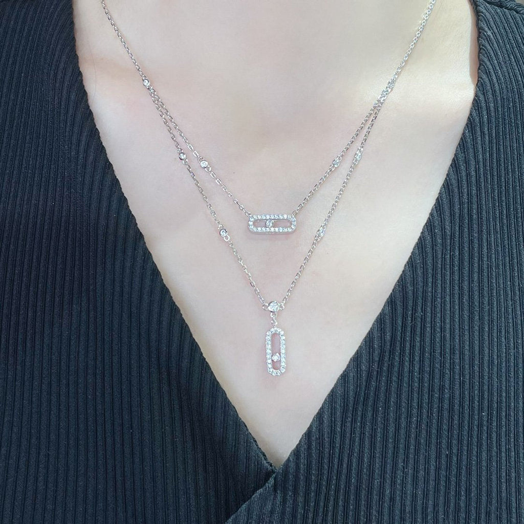 [Loco jewelrys]MOVE 2 ROW DIAMOND NECKLACE