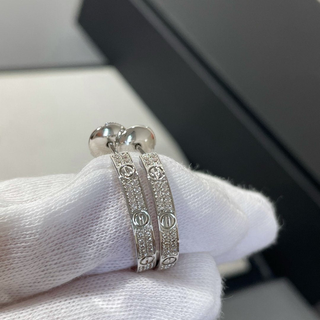 ¡®Loco¡¯LOVE DIAMOND SILVER HOOP EARRINGS