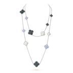 ¡®Loco¡¯CLOVER 16 MOTIF CHALCEDONY MOP SILVER NECKLACE