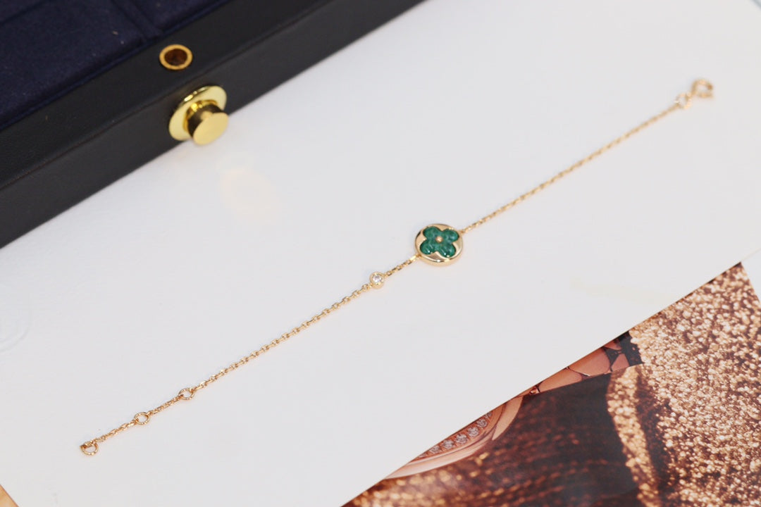 ¡®Loco¡¯STAR AND SUN 4 MOTIF PINK GOLD MALACHITE BRACELET