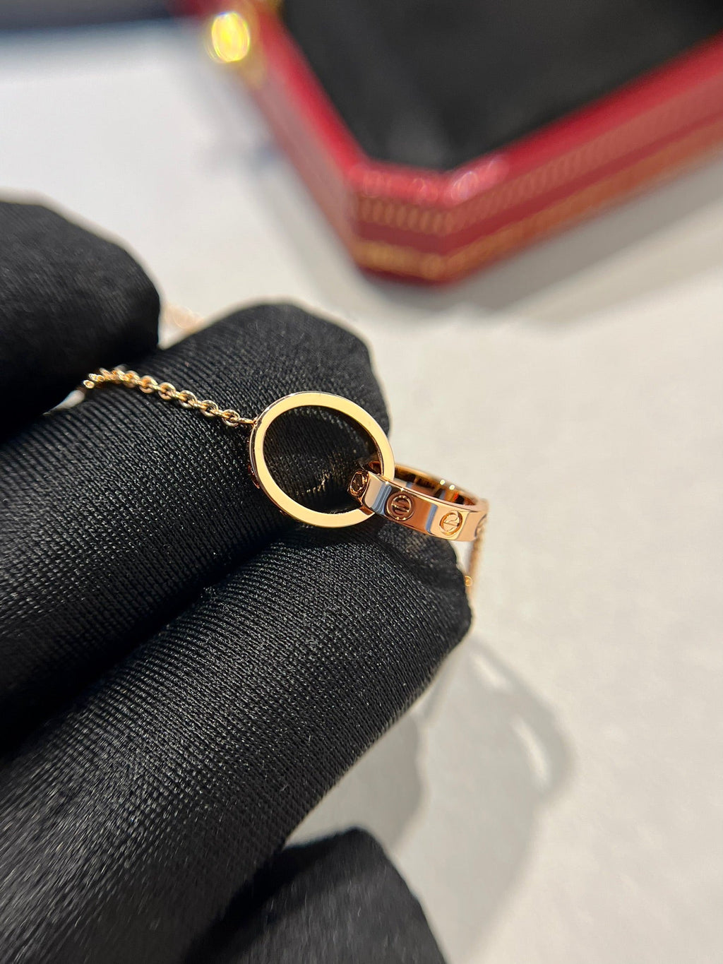 ¡®Loco¡¯LOVE NECKLACE DOUBLE RING PINK GOLD