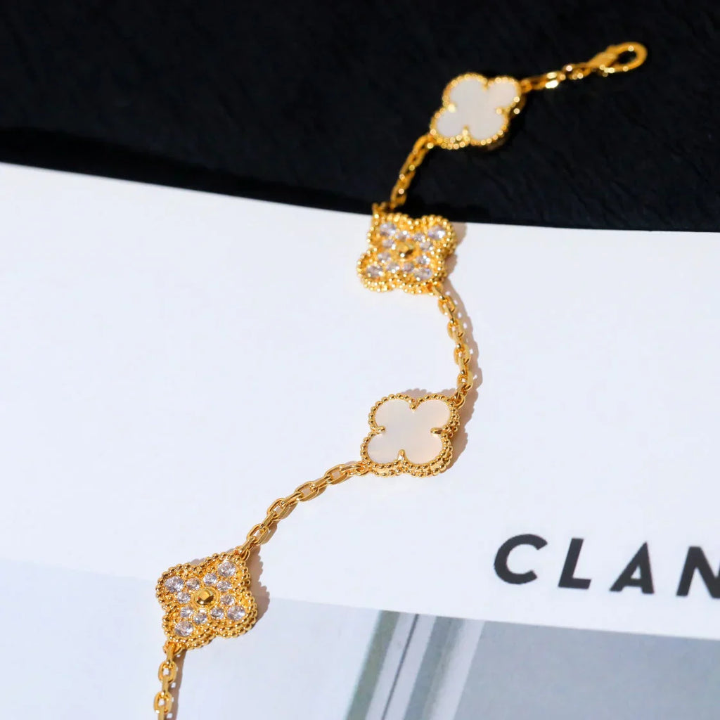 [Loco]New CLOVER WHITE PEARL MOP 5 MOTIF BRACELET COLLECTION