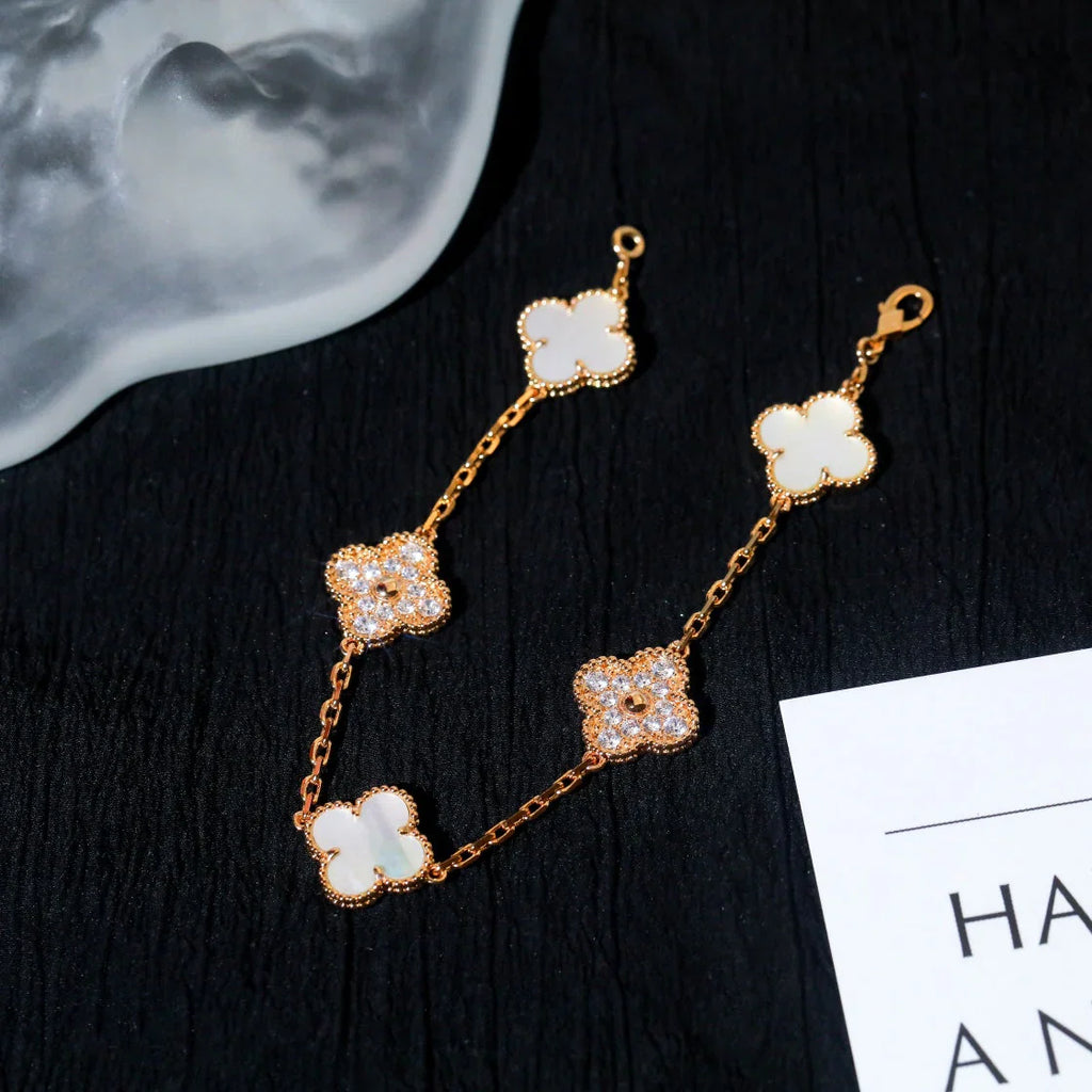 [Loco]New CLOVER WHITE PEARL MOP 5 MOTIF BRACELET COLLECTION