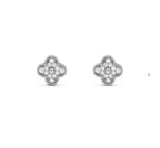 Loco CLOVER 1 MOTIFS DIAMOND STUD EARRINGS SILVER