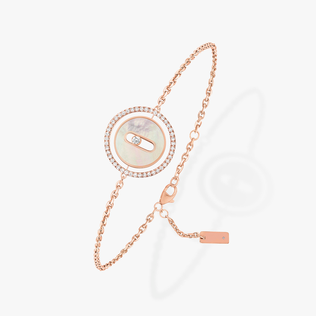[Loco]LUCKY MOVE WHITE MOTHER OF PEARL PINK GOLD DIAMOND BRACELET