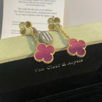 [Loco]NEW CLOVER 2 MOTIF PINK ENAMEL EARRINGS