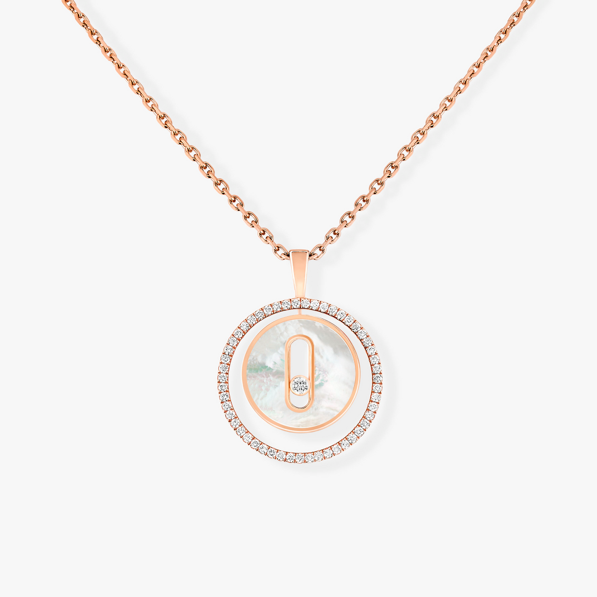[Loco]LUCKY MOVE 1 DIAMOND WHITE MOTHER OF PEARL PINK GOLD DIAMOND NECKLACE