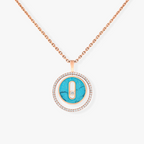 [Loco]LUCKY MOVE 1 DIAMOND TURQUOISE PINK GOLD DIAMOND NECKLACE