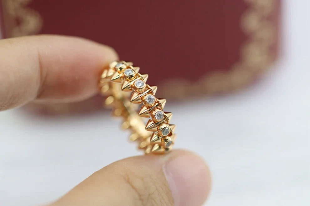 [Loco ] Double‑Row Spike Full‑Diamond Band Ring