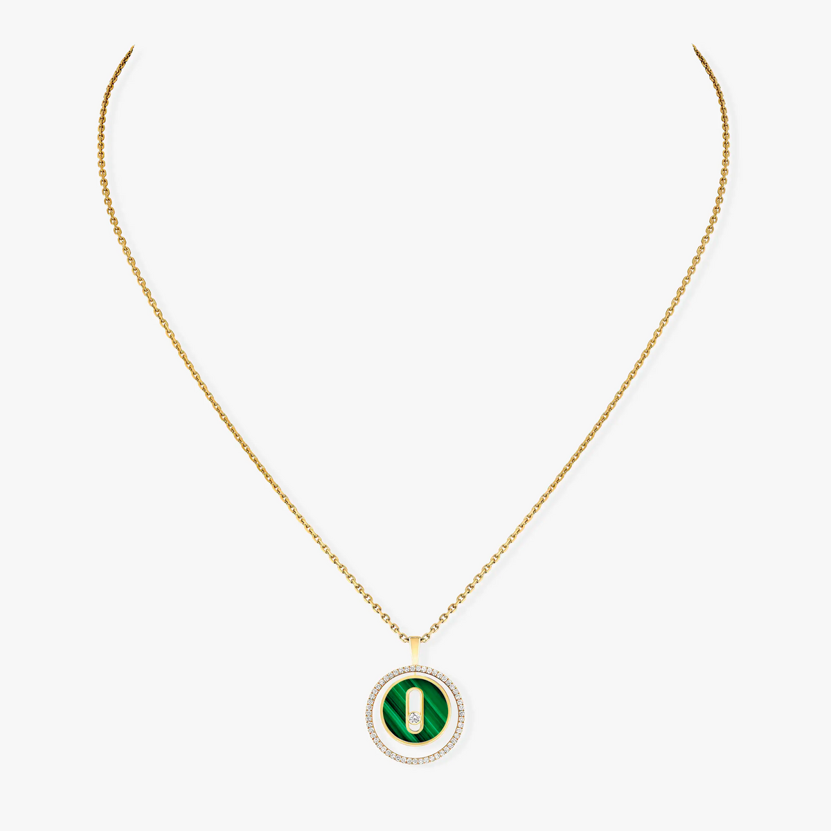 [Loco]LUCKY MOVE 1 DIAMOND MALACHITE GOLD DIAMOND NECKLACE