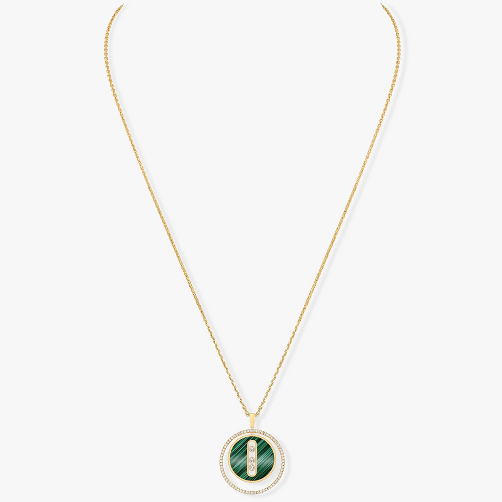 [Loco]LUCKY MOVE 3 DIAMOND MALACHITE GOLD DIAMOND NECKLACE