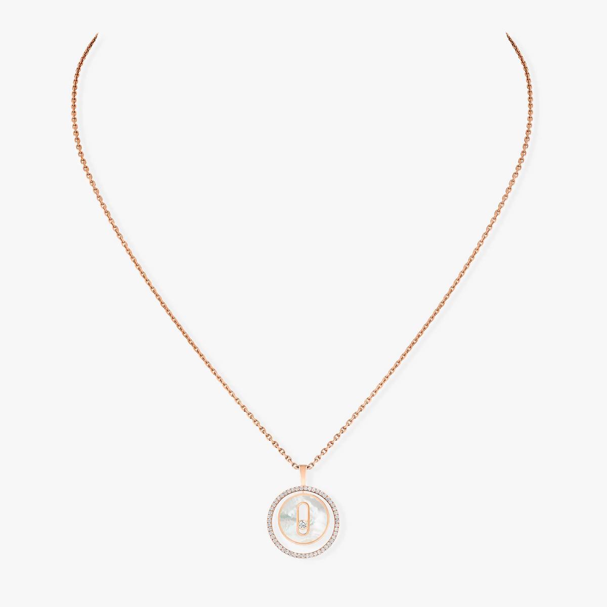 [Loco]LUCKY MOVE 1 DIAMOND WHITE MOTHER OF PEARL PINK GOLD DIAMOND NECKLACE