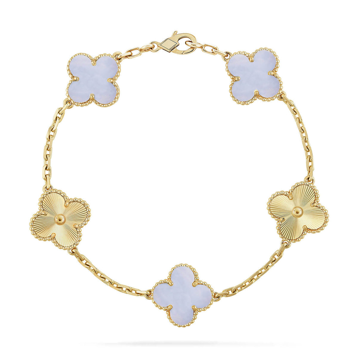 [Loco]New  CLOVER 5 MOTIF PURPLE CHALCEDONY BRACELET COLLECTION