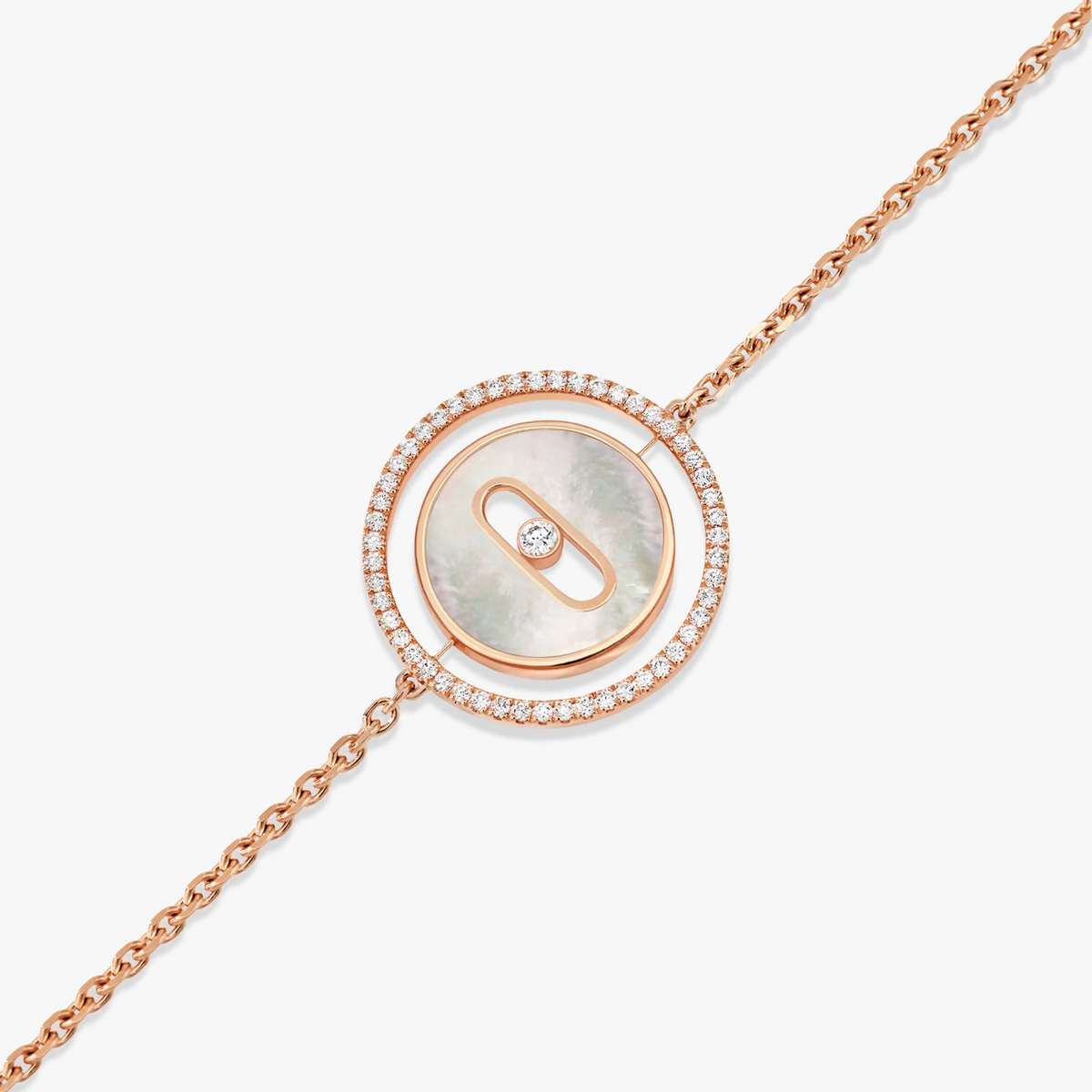 [Loco]LUCKY MOVE WHITE MOTHER OF PEARL PINK GOLD DIAMOND BRACELET