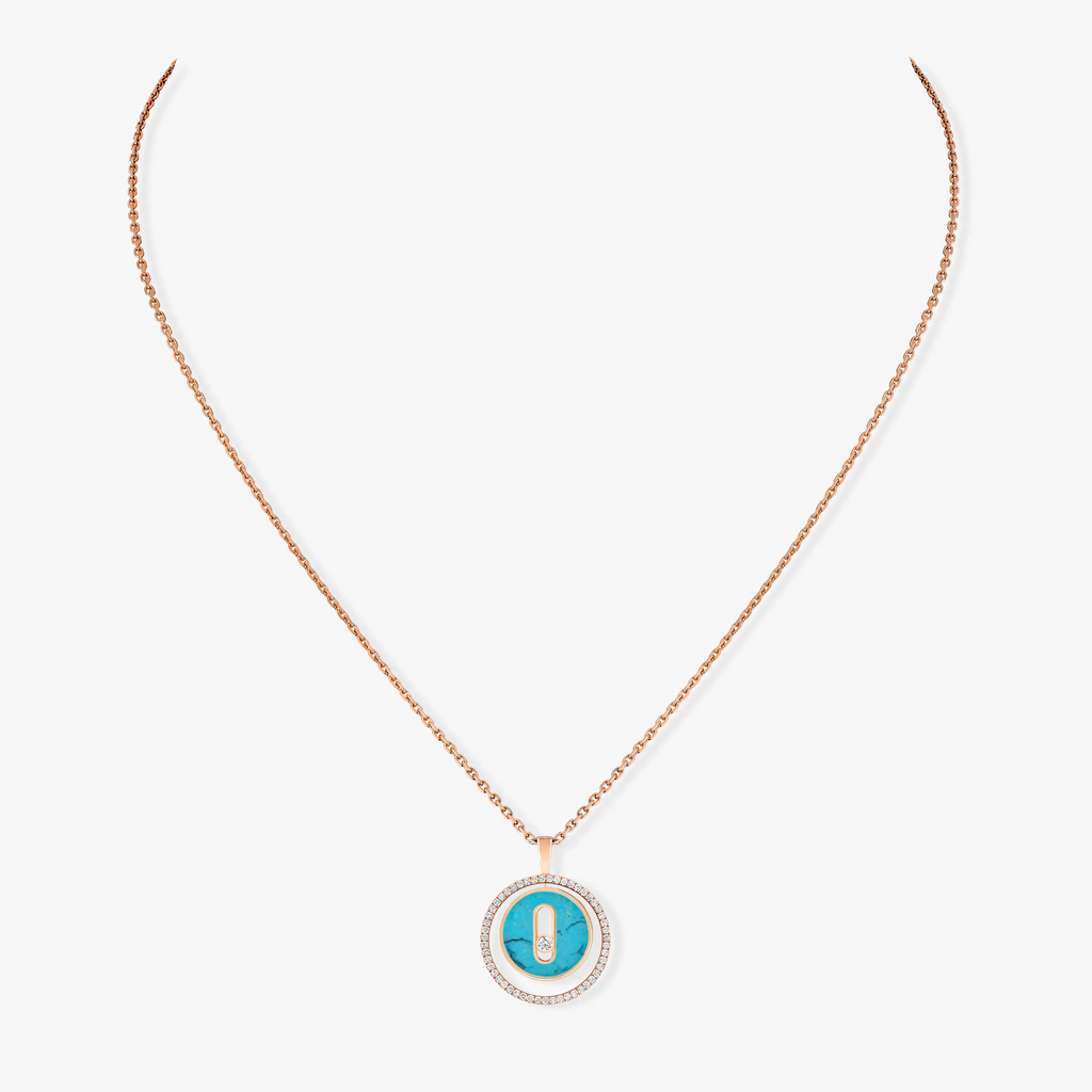 [Loco]LUCKY MOVE 1 DIAMOND TURQUOISE PINK GOLD DIAMOND NECKLACE