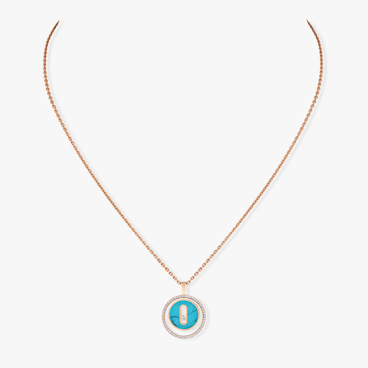 [Loco]LUCKY MOVE 1 DIAMOND TURQUOISE PINK GOLD DIAMOND NECKLACE