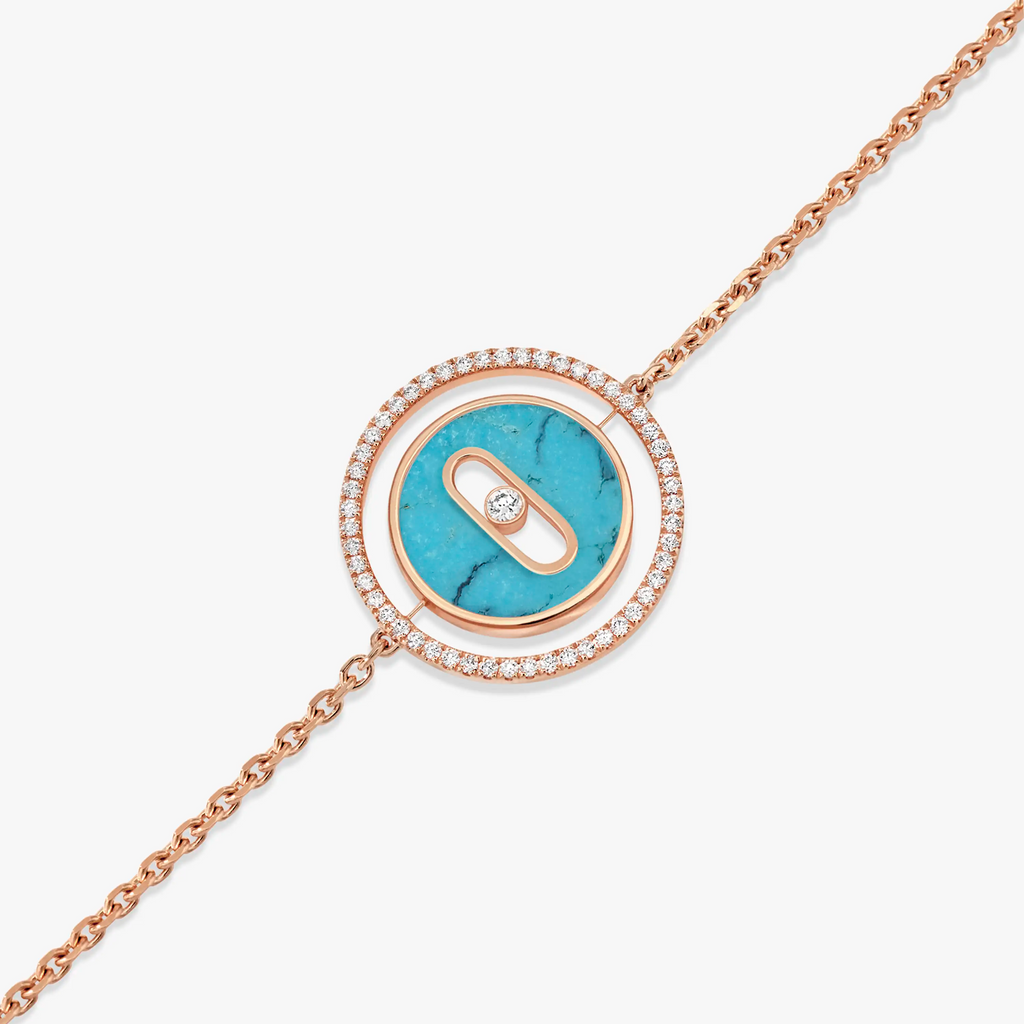 [Loco]LUCKY MOVE TURQUOISE PINK GOLD DIAMOND BRACELET