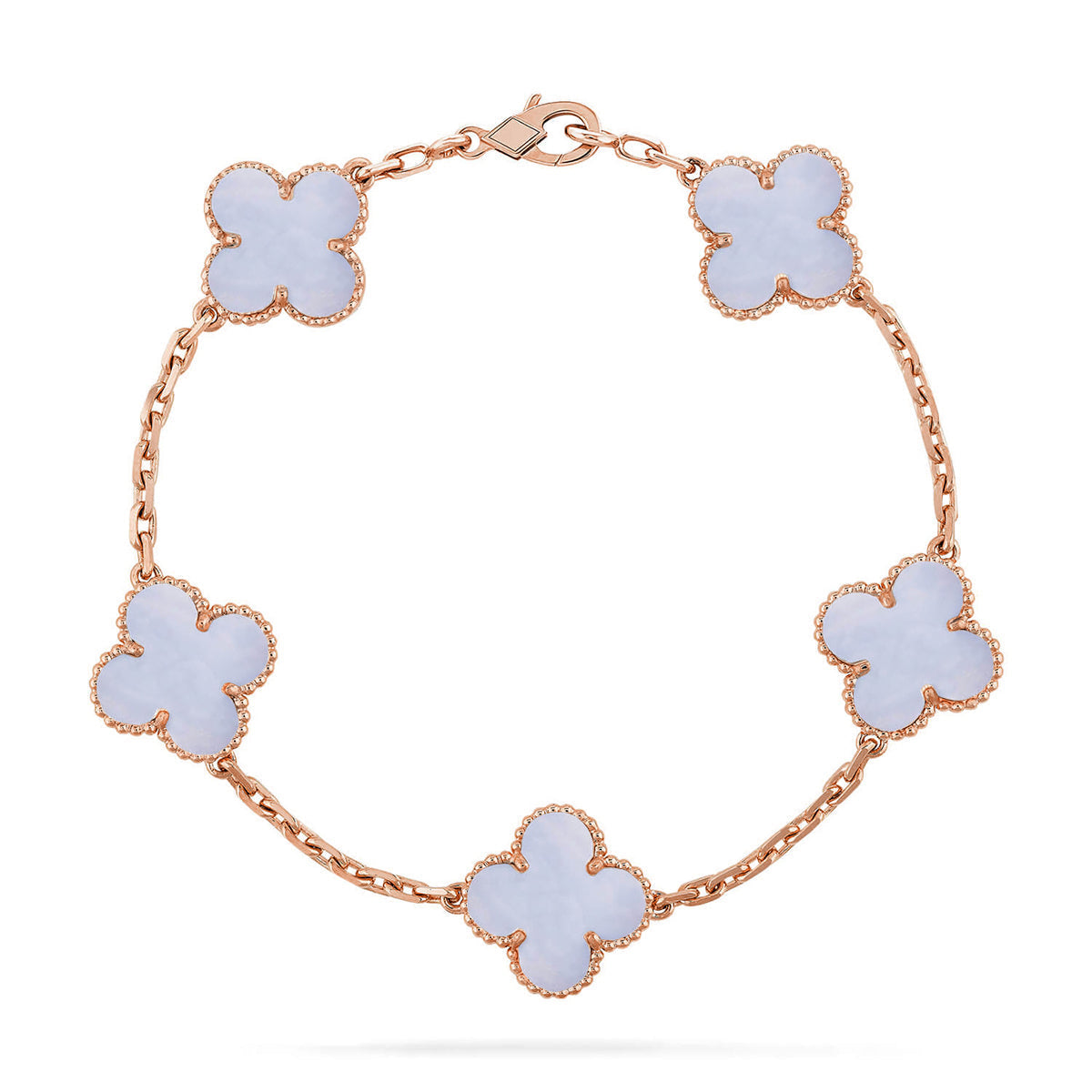 [Loco]New  CLOVER 5 MOTIF PURPLE CHALCEDONY BRACELET COLLECTION