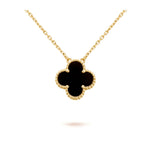 ¡®Loco¡¯CLOVER 15MM BLACK ONYX SINGLE FLOWER NECKLACE