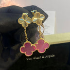 [Loco]NEW CLOVER 2 MOTIF PINK ENAMEL EARRINGS