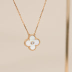 ¡®Loco¡¯CLOVER 15MM DIAMOND WHITE FRITILLARIA NECKLACE