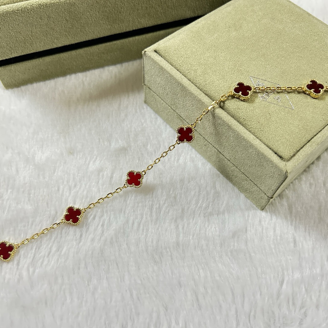 [¡®Loco¡¯]CLOVER 6 MOTIF RED AGATE BRACELET