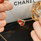 ¡®Loco¡¯LUCKY  CARNELIANS LADYBUG NECKLACE