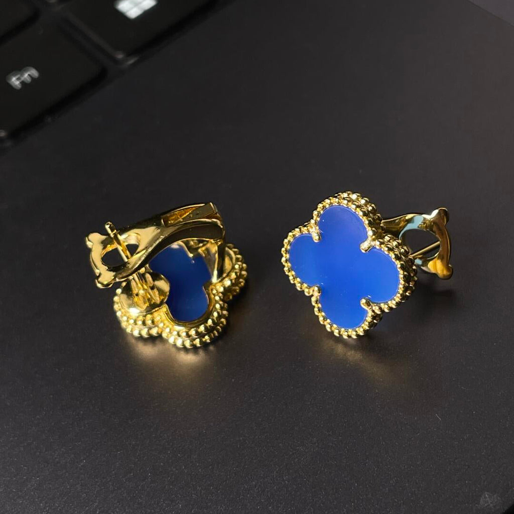 [Loco] CLOVER LARGE (20mm) 1 MOTIFS BLUE MOP STUD EARRINGS