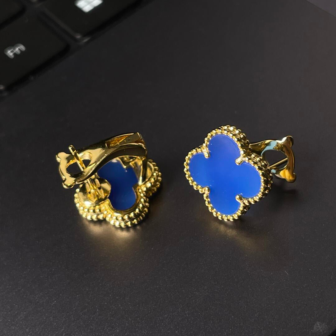 [Loco] CLOVER LARGE (20mm) 1 MOTIFS BLUE MOP STUD EARRINGS