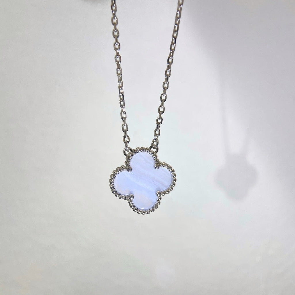 ¡®Loco¡¯CLOVER 15MM BLUE CHALCEDONY NECKLACE SILVER