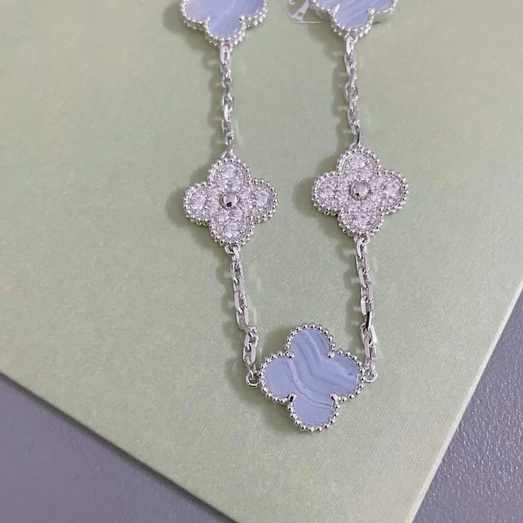 [Loco]New  CLOVER 5 MOTIF PURPLE CHALCEDONY BRACELET COLLECTION