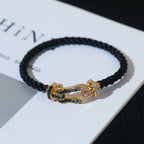 ¡®Loco¡¯FORCE LARGE HORSESHOE BLACK WHITE DIAMOND BRACELET SILVER