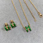 ¡®Loco¡¯POP H GREEN NECKLACE SILVER AND GOLD