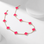 [Loco]NEW CLOVER 10 MOTIFS PINK ENAMEL NECKLACE