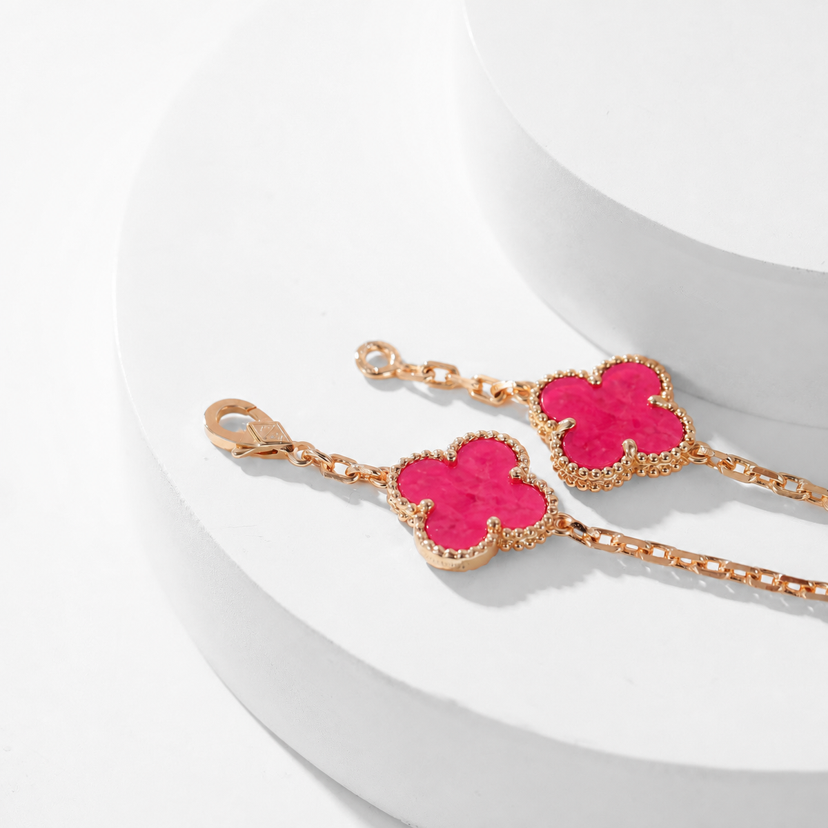 [Loco]NEW CLOVER 10 MOTIFS PINK ENAMEL NECKLACE