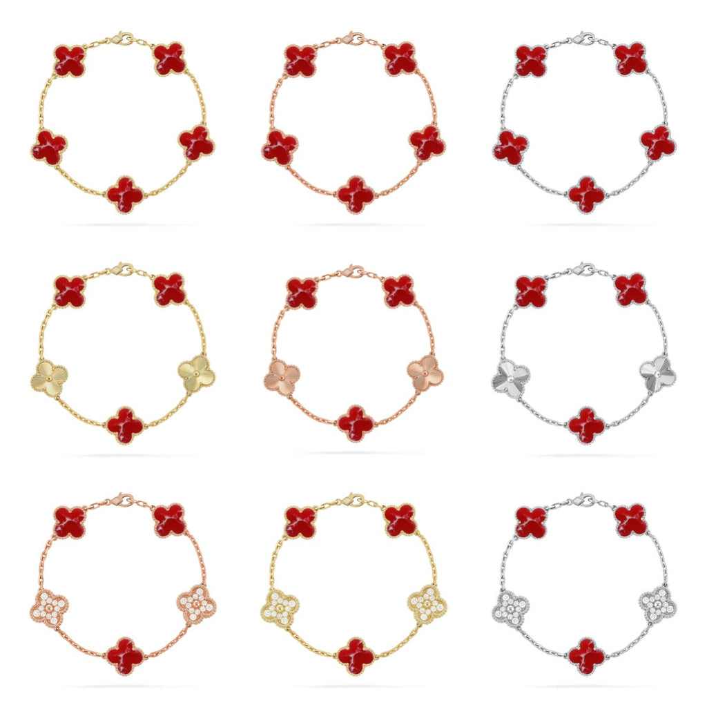 [Loco]New CLOVER 5 MOTIF RED PATTERN BRACELET COLLECTION