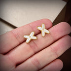 ¡®Loco¡¯JEUX DE WHITE MOP GOLD DIAMOND EARRINGS