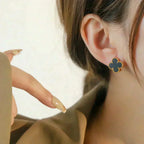 ¡®Loco¡¯CLOVER MEDIUM 1 MOTIFS  ONYX STUD EARRINGS