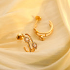 [Loco]CREOLES MY TWIN 2 RANGS SILVER DIAMOND EARRINGS