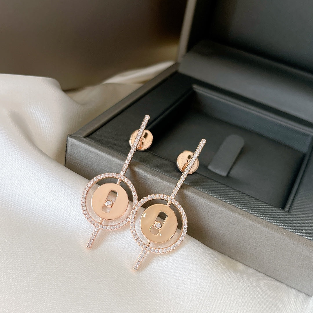 [Loco]LUCKY MOVE ARROW PINK GOLD DIAMOND EARRINGS